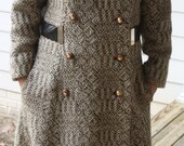Vintage Lord & Taylor Brown Tweed Ladies Coat with Attached Belt