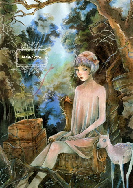 Unicorn Girl - Fantasy - Surreal - MINI Print on satin Matte paper