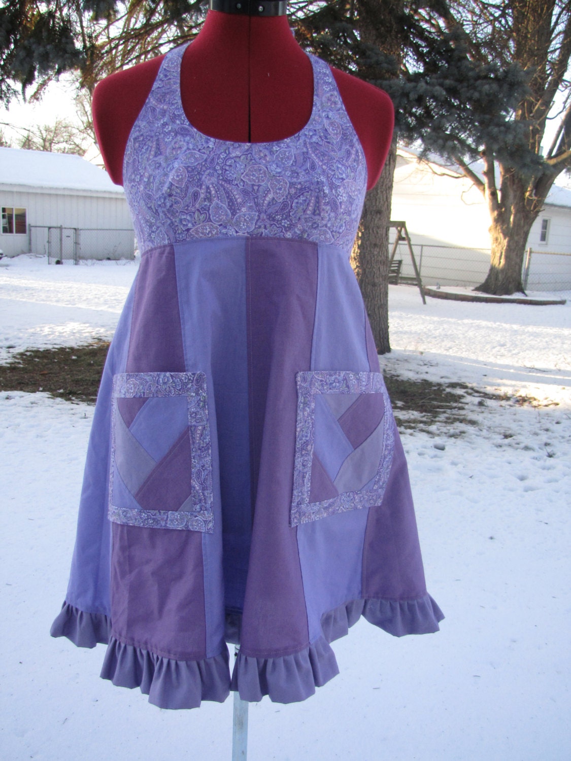 Hippie Apron Top/Dress in Tones of Purple