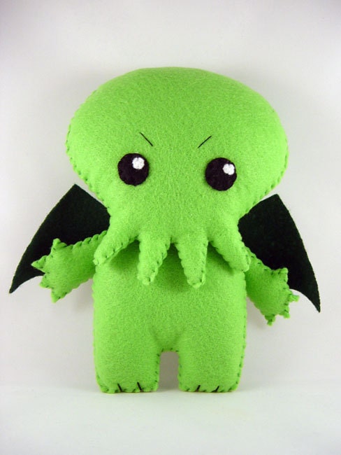 Cranky Cthulhu Felt Plush - Neon Lime Green