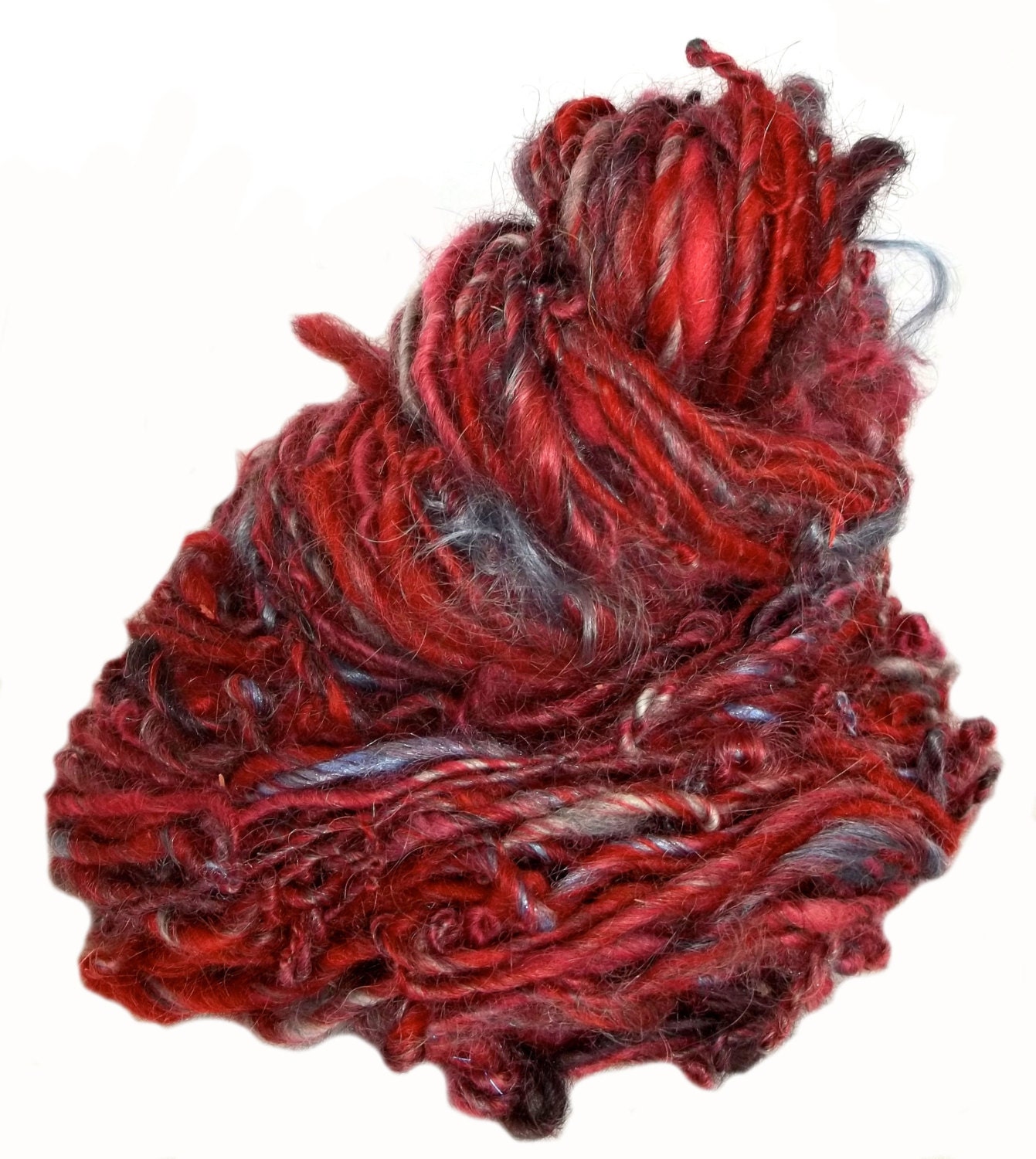 textured handspun yarn, 80 yards, The Beat of My Heart