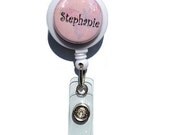 Pink Personalized ID Badge Reel or Lanyard - Interchangeable Badge Reel, Magnetic Badge Reel with custom name, nurse badge holder