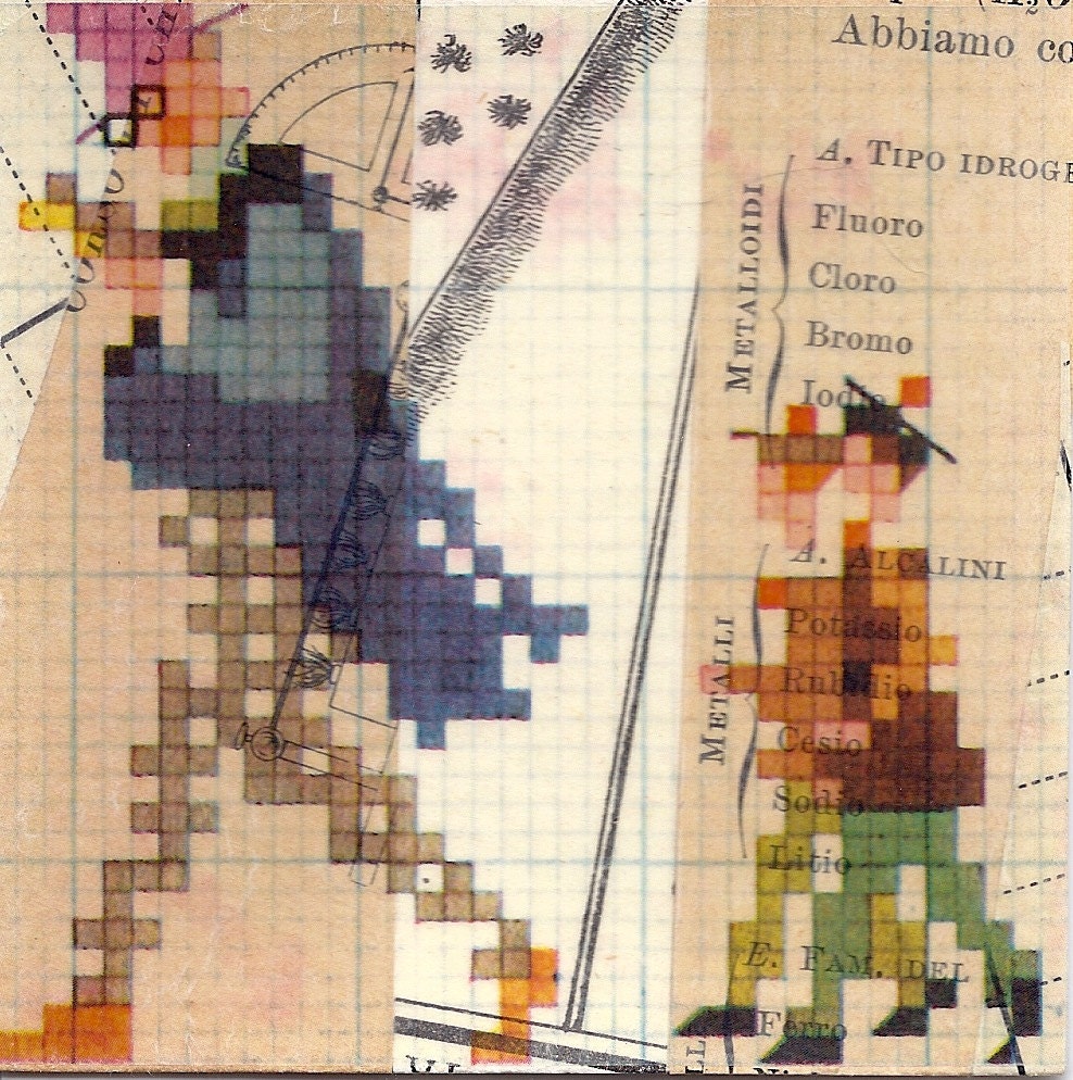 Small, One-of-a-Kind, Handmade Collage: Schoolmaster and Pupils