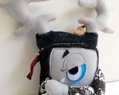 Jillian the Grumpster - Hand sewn, plush hipster monster