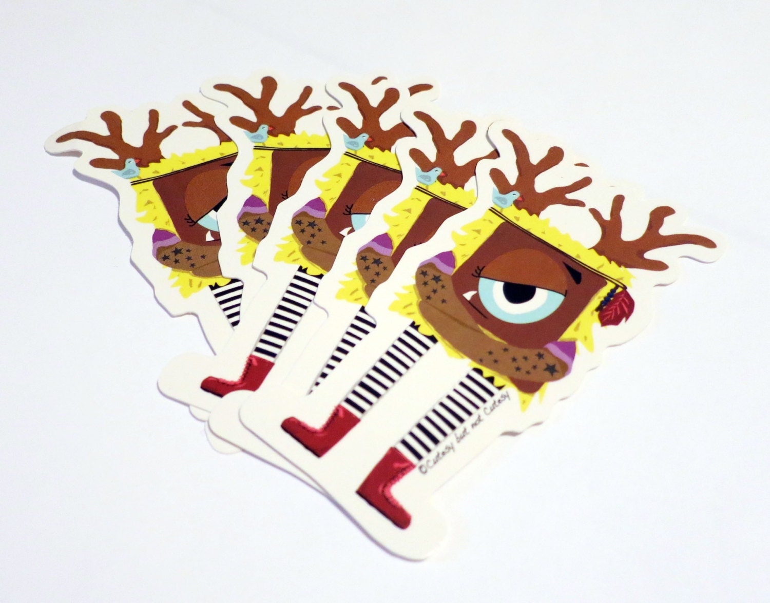 Hipster sticker, Grumpster, Vinyl sticker, cute girl monster, 4 in x 2.5 in