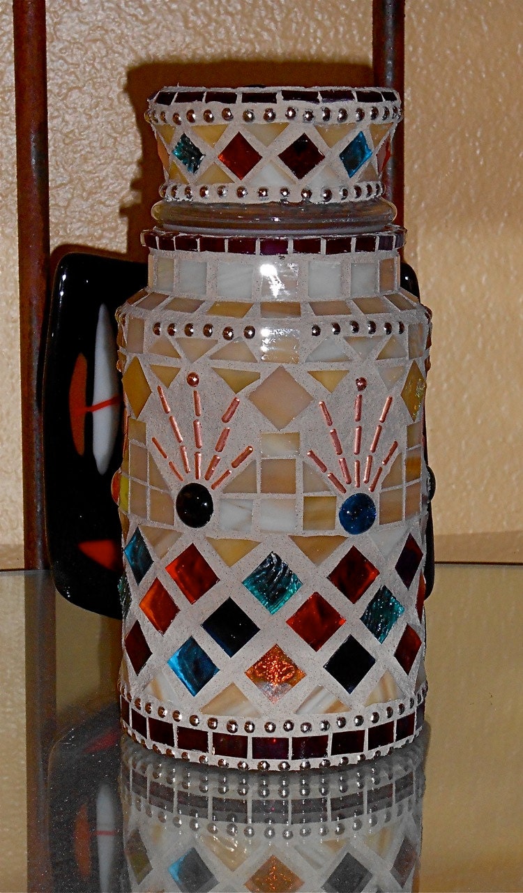 Recycled Mosaic Jar with Lid