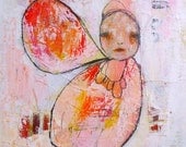 Pink Modern Art An Original Mixed Media Painting by Christina Romeo, "Fallen"