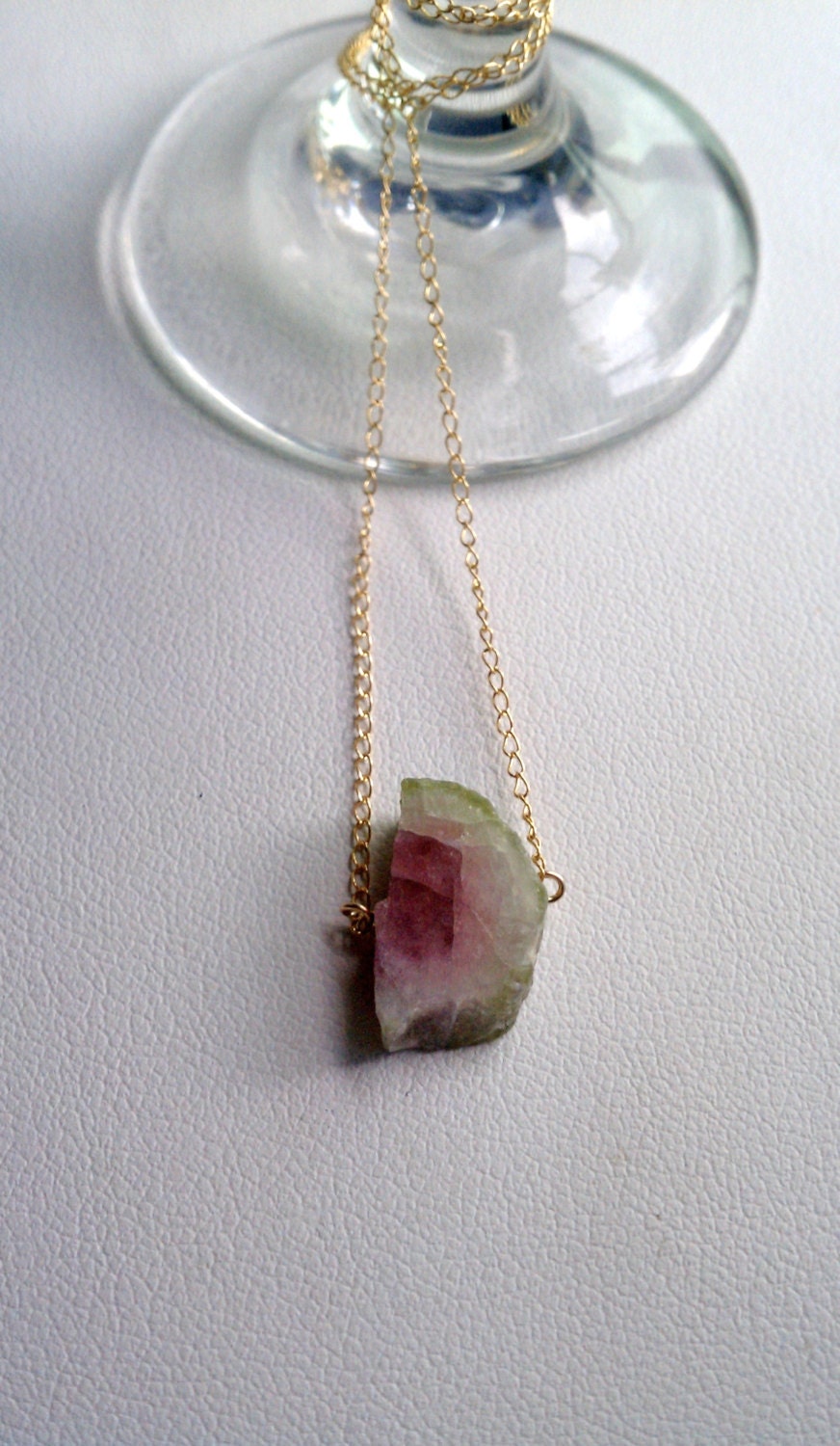 Fresh For Summer Watermelon Tourmaline Tiny Slice Necklace