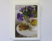 Violets Teacup Photo Note Card, Blank Note Card, Greeting Card, All Occasion Card, Mother's Day Card, Sympathy Card, Frameable Print