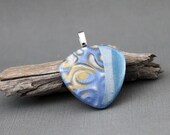 Polymer clay pendant. Steel blue. Polymer clay jewelry. Swirls. Swirly. Triangle.