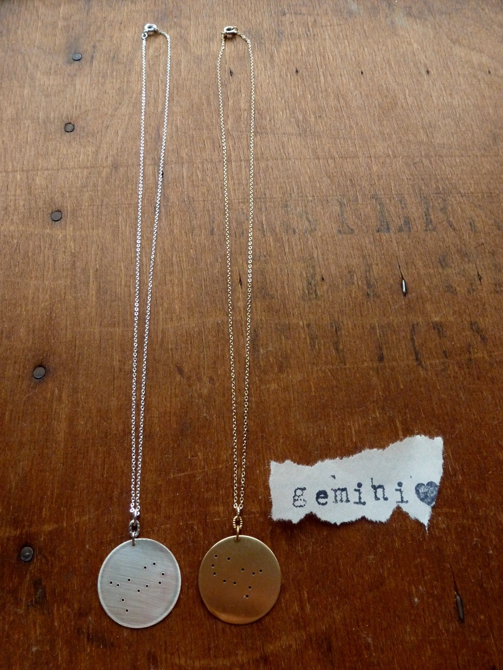 Gemini. Zodiac Constellation Pendant Necklace