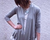 ON SALE-OSCILLA-Bamboo Jersey Cardigan w/ Peplum-Light Gray