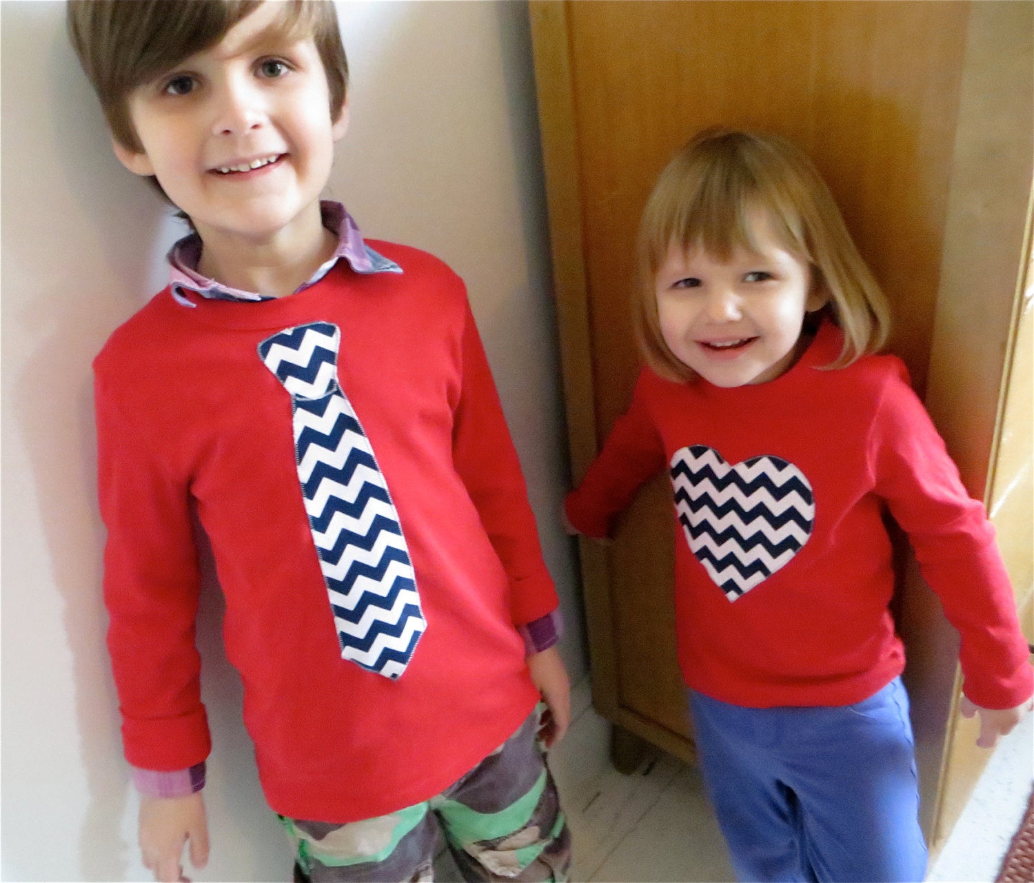 Pick 2 Father Son Chevron Tie and Heart Applique SET  Shirt Dad T Shirt Kids Father's Day Matching