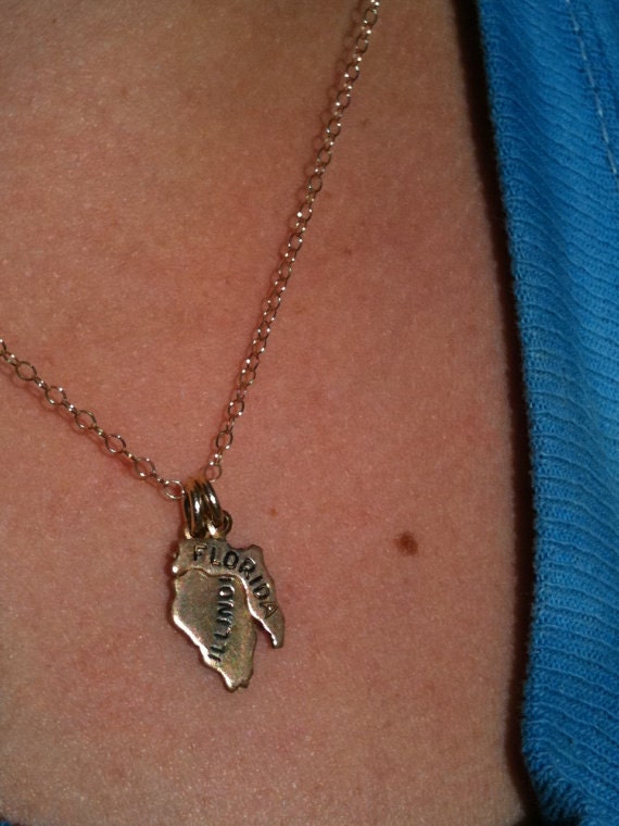 Two State Charms Necklace Silver or Gold - Double the Pride with Two State Charms on one necklace