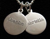 TWO Disc Sweet and Simple Hand Stamped Sterling Silver Name Necklace