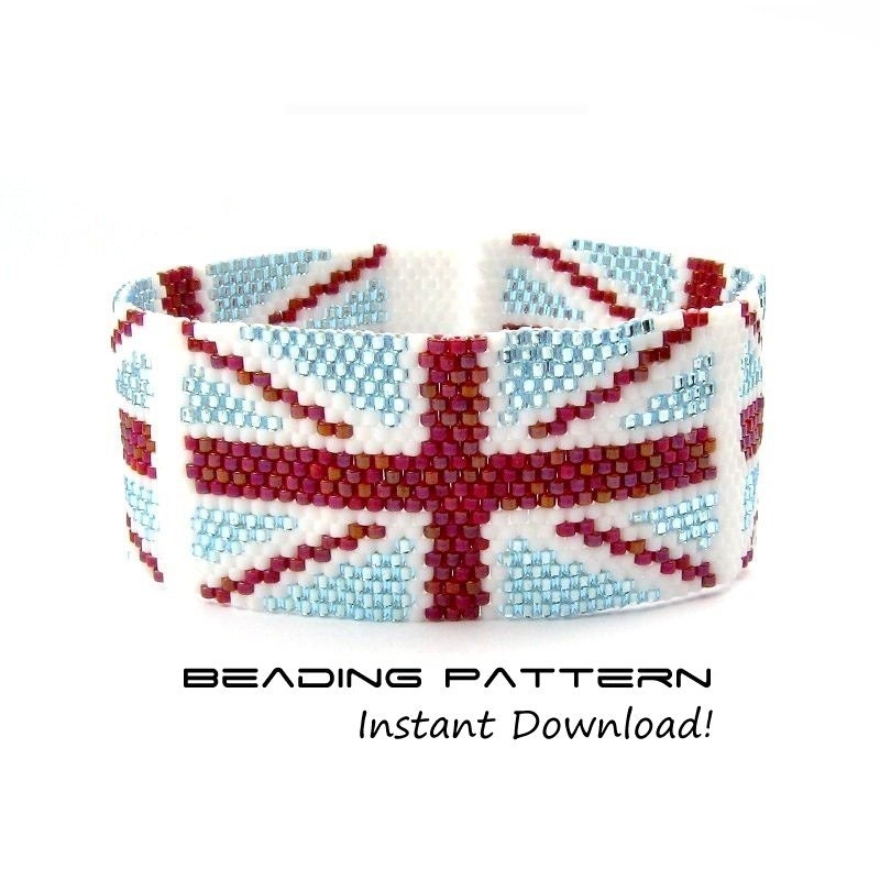 British Flag Peyote Pattern, Cuff Pattern, Union Jack Bracelet Tutorial, TeamCB: BLIGHTY