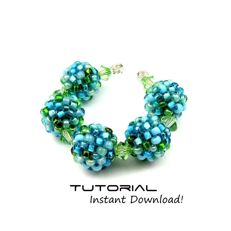 Beading Tutorial, Instructions, MINI 10mm Beadweaving Pattern, Peyote Beaded Balls, To Cover 6mm Beads