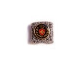 Knitted Ring - Grey with Gold and Black Emblem Button - From The Admiral's Collection
