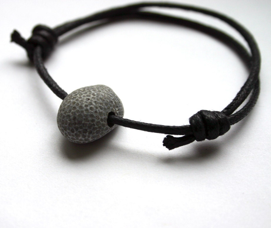 Fossil Beach Stone Adjustable Cotton Knotted Bracelet Favosite