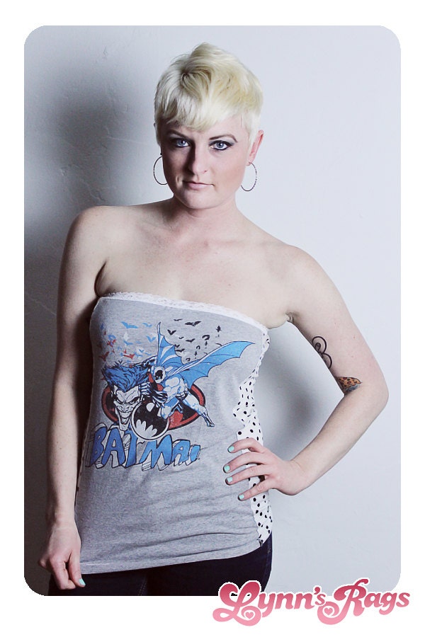 BATMAN Tube Top Handmade Shirt Diy Reconstruction Polka Dot COMIC