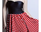Custom MINNIE MOUSE Dress Handmade DISNEY Birthday Party Polka dot red white