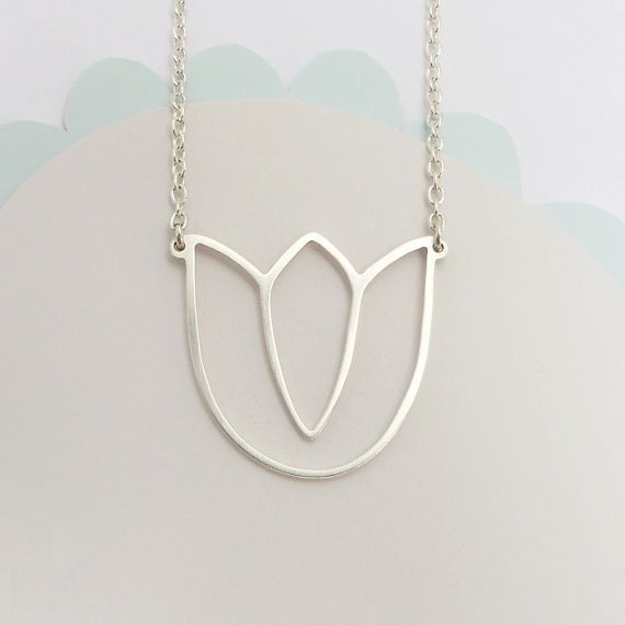 TULIP NECKLACE sterling silver tulip flower necklace / Handmade Dutch spring garden flower pendant / Simple, modern, minimalist necklace