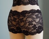 Black Lace Panties - 'Honeysuckle' Style Custom Fit Underwear - Womens Lingerie Made To Order