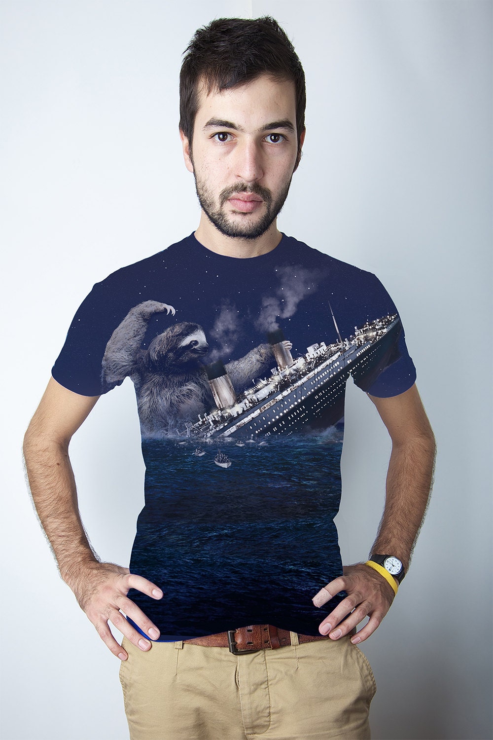Slothzilla, Pt II, Titanic, Dye Sub, Printed in USA, Available S M L XL 2XL