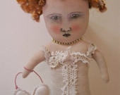 mermaid art doll ooak- - victorian- shabby chic- lace- linen