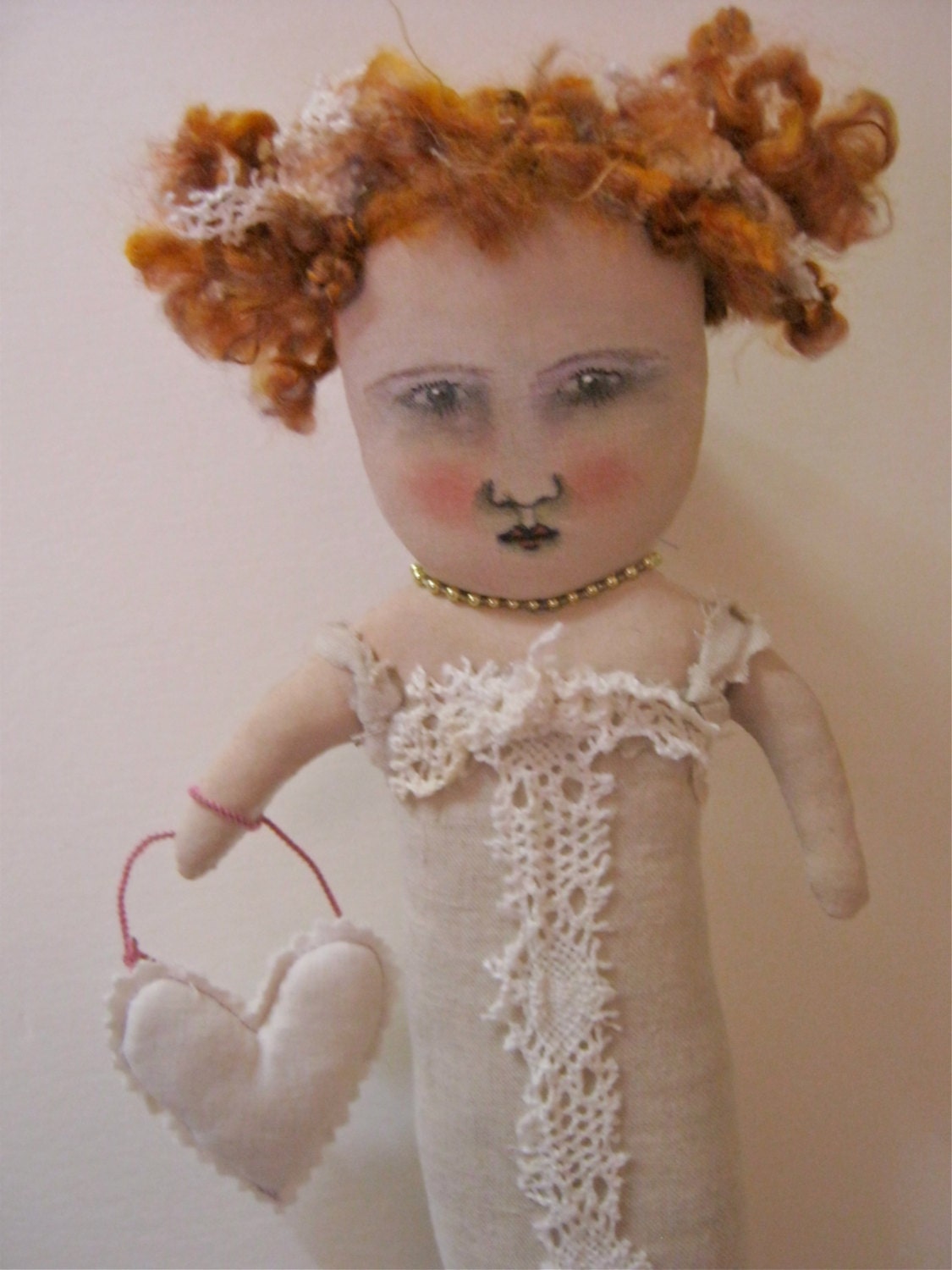 mermaid art doll ooak- - victorian- shabby chic- lace- linen