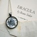 True Blood Vampire Bat Necklace - Bat Jewelry - Vampire Bat on Dracula Book Page - Goth Necklace