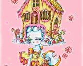 Gingerbread Candy Dancer-Kawaii Noir  Big Eyed Ballet Fairy Tale Girl-Pinkytoast Art Print-8x10