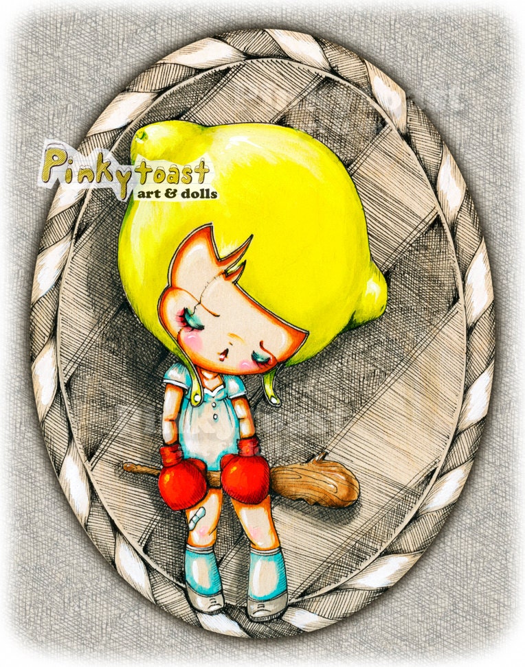 11x14-Boxer Wear Your Lemon Skin-Sad Eyed Lemonade Girl Fairy Tale-Pinkytoast Art Print-Pinkytoast Art Print
