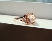 Morganite Diamond Ring Peach Pink Gemstone Engagement Ring Custom Oval Setting 10K Rose Gold size