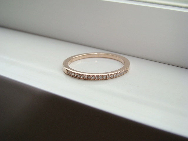 Petite Diamond Wedding Band Ring Gemstone Engagement Ring Custom Cushion Round Halo Setting 14K Rose Gold size
