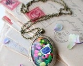 Le Bouquet Flowers at a French Market Photo Art Brass Locket
