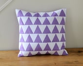 Geometric Mountain Triangles Applique Pillow Cover- Lavender and White