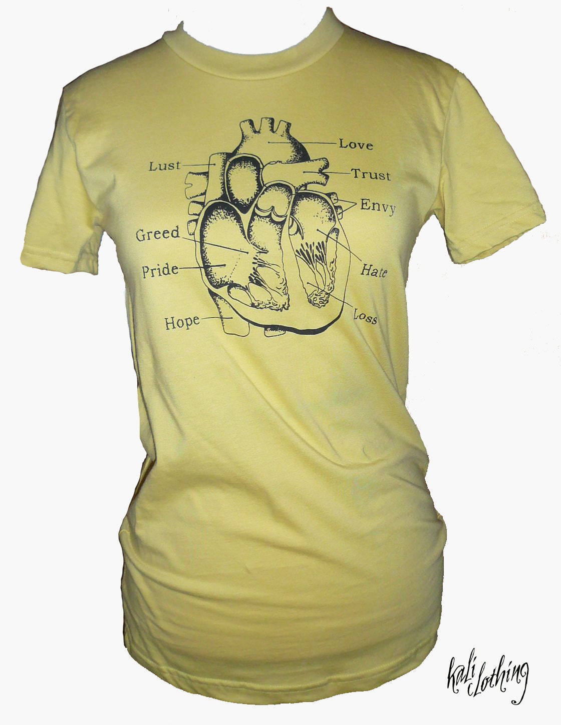 Anatomy of a Heart Organic Yellow Women's Tee S