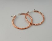 Copper Hoop Earrings  Hammered Lever Back Earrings