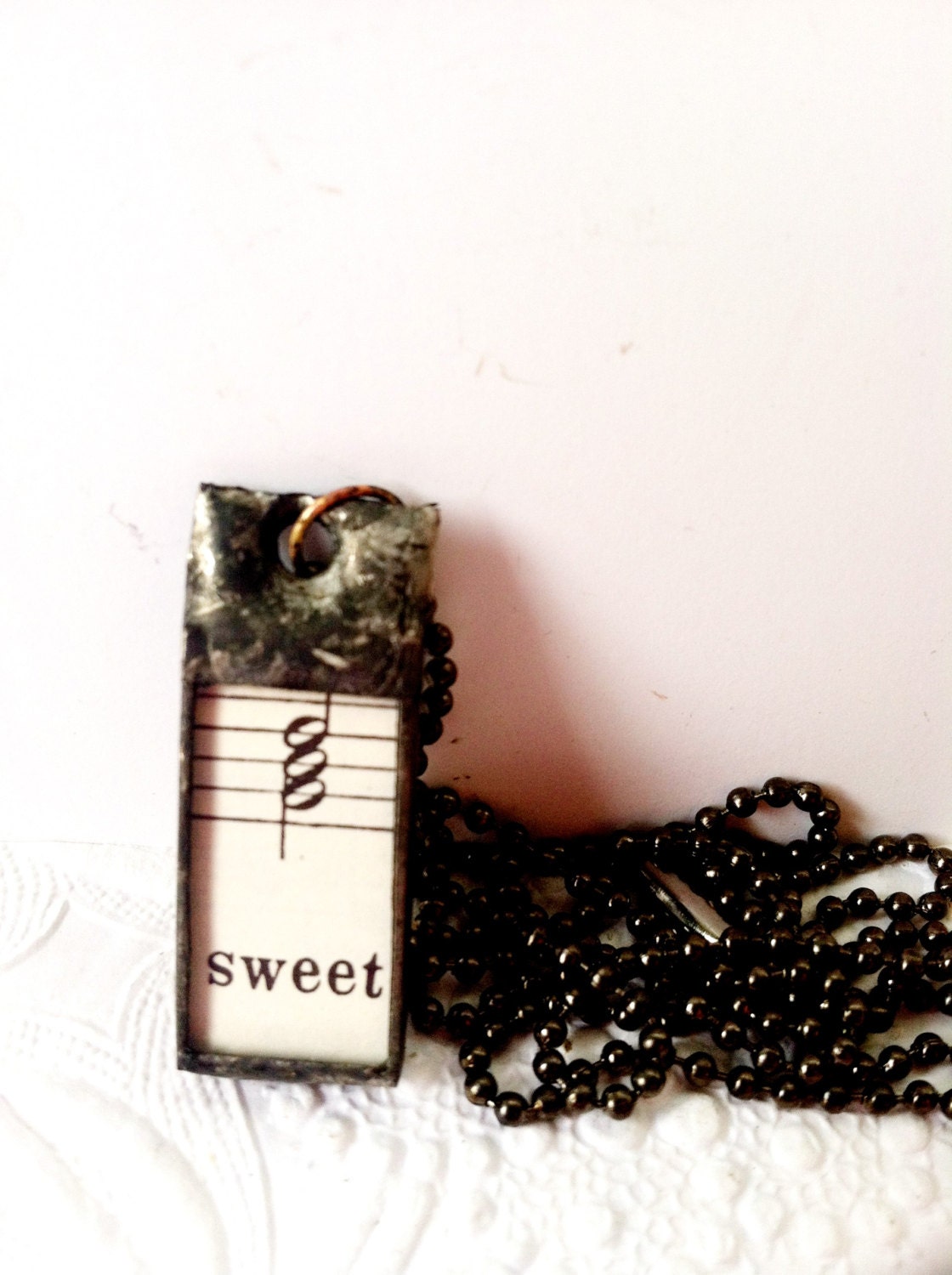 Sheet Music Pendant, Sweet Dreams Necklace, Soldered Music Charm, Soldered Sheet Music, Soldered Glass Necklace, Sweet Dreams Pendant