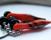 monarch butterfly pods  - naturalist's collection - Handmade Dangles in Ebony Orange and Silvered Ivory -  by SRA by Ellen Dooley Lampwork