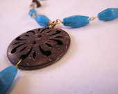 Turquoise and Wood Necklace
