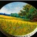 Hand-Painted Cake Stand--Claude Monet's: Oat and Poppy Field
