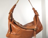 Rebecca, Handmade leather 2 size hobo bag in antiqued tan brown.