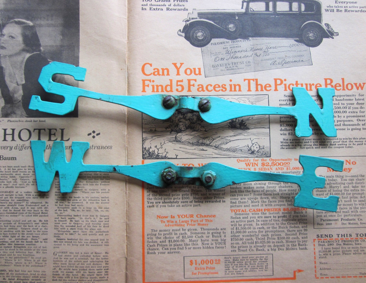 Vintage Turquoise Metal Weathervane Parts by 5and10vintage on Etsy