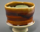 Teacup Guinomi, porcelain with tenmoku and celadon glazes