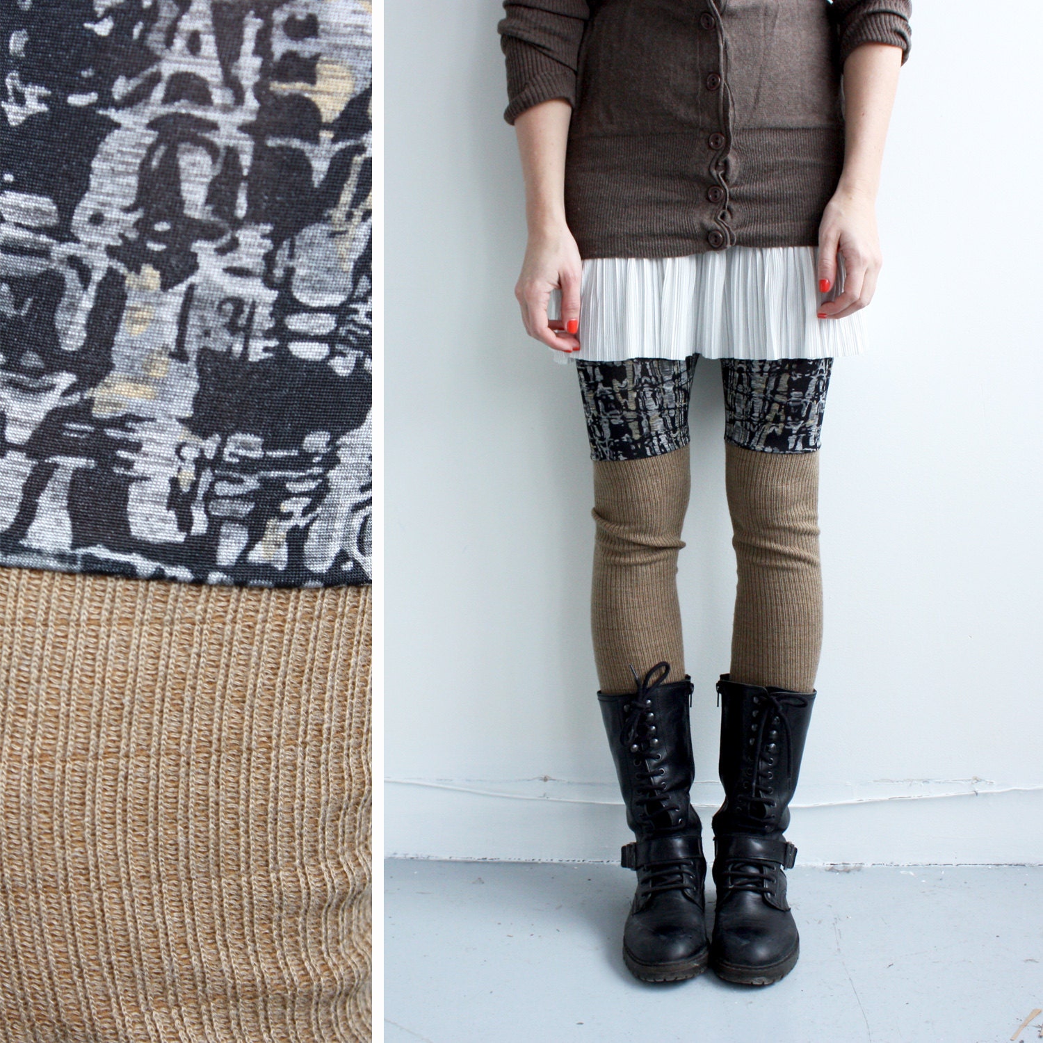 Leggings - Faux Thigh High - Sweater Knit and Geo Jersey - XS, S, M, L