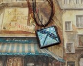 Dragonfly Pendant Necklace - Original - Handpainted - Locket - Dana Marie Wearable ART - Bridesmaid Gift - ebsq