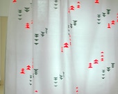 White Shower Curtain with Neon Alpine print