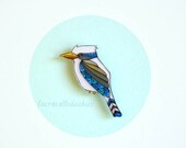 Bird brooch, Illustrated kookaburra bird, animal bird jewelry